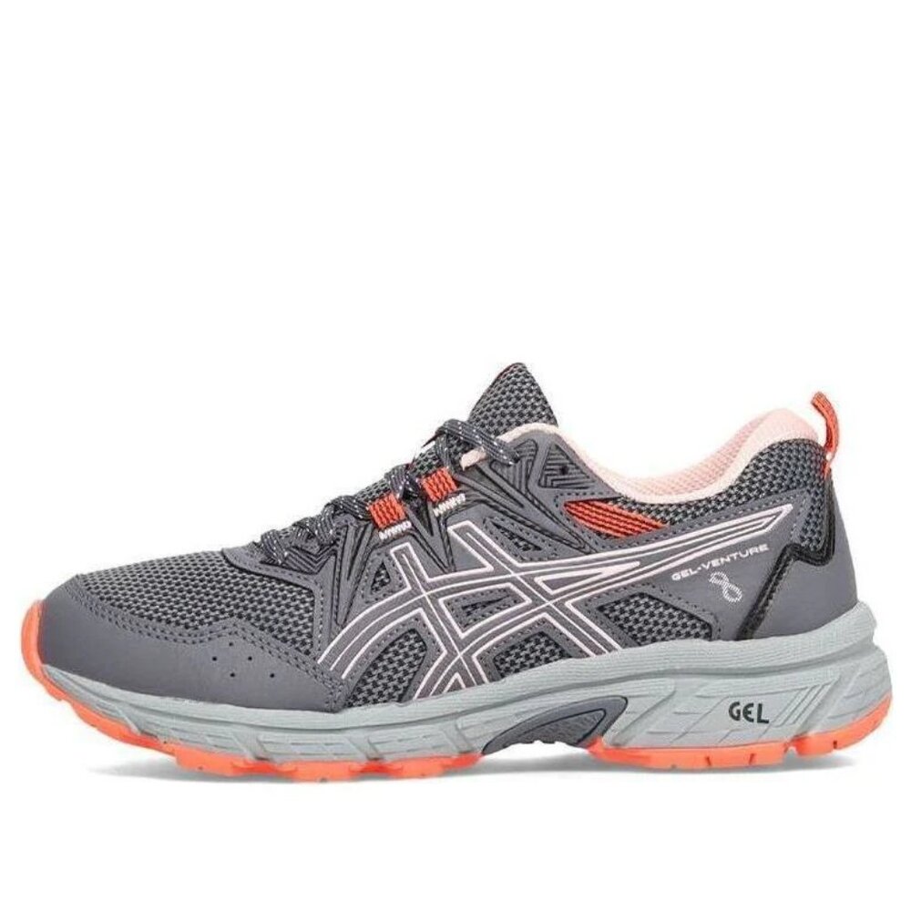 Asics Women's Gray Orange Gel-Venture 8 Wide Trail Athletic Running Shoes Sz 8